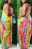 Women Summer Sling Tie Dye Print Loose Dress CM2118
