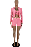 Sping Summer Euramerican Sexy Knitting Jacquard Pure Color Three Piece LS6433