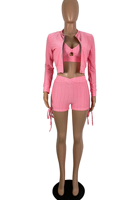 Sping Summer Euramerican Sexy Knitting Jacquard Pure Color Three Piece LS6433