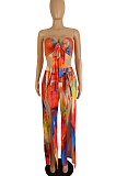 Sexy Chest Wrap Bind Ankle Strap Open Fork Print Two-Piece LS6425