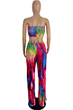 Sexy Chest Wrap Bind Ankle Strap Open Fork Print Two-Piece LS6425