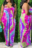 Women Summer Sling Tie Dye Print Loose Dress CM2118