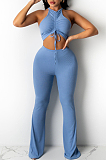 Summer Fashion Shirred Detail Knotted Strap Vest Two-Piece E8587