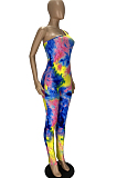 Fashion Women Inclined Shoulder Print Sexy Jumpsuit YT3268