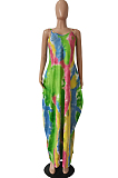 Women Summer Sling Tie Dye Print Loose Dress CM2118