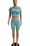 Sexy Womne Sport Yoga Positioning Printing Trendy Tight Shorts Sets DY6988