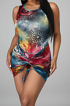 Sleeveless Printing Bind Club Skirts Sets DY6656