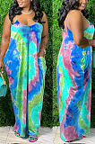 Women Summer Sling Tie Dye Print Loose Dress CM2118
