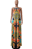 Euramerican Fashion Digital Printing Hang A Neck Big Pendulum Dress CM2123