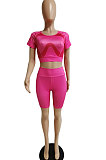 Sexy Womne Sport Yoga Positioning Printing Trendy Tight Shorts Sets DY6988