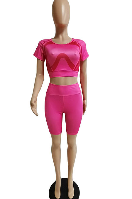 Sexy Womne Sport Yoga Positioning Printing Trendy Tight Shorts Sets DY6988