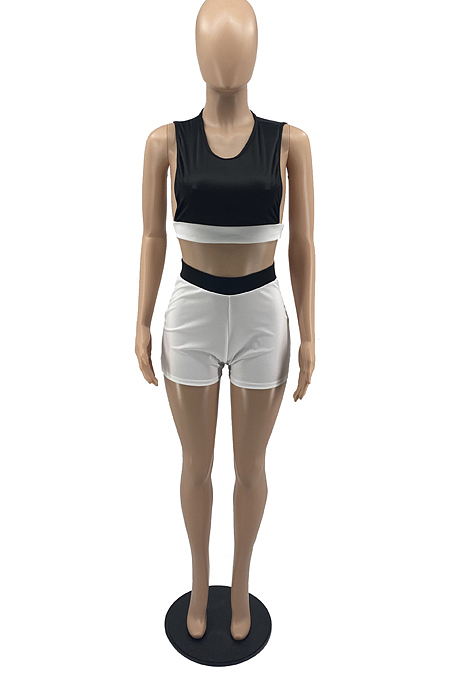 Summer Contrast Color Vest Shorts Two-Piece YYF8162