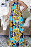 Euramerican Fashion Digital Printing Hang A Neck Big Pendulum Dress CM2123