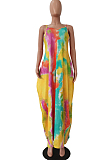 Women Summer Sling Tie Dye Print Loose Dress CM2118