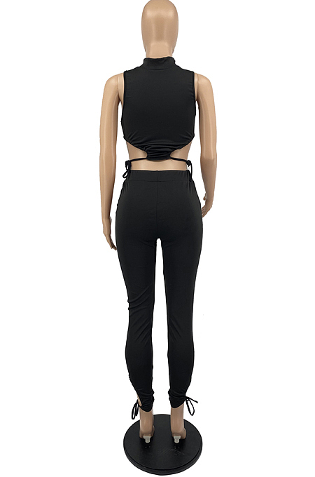 Euramerican High Elastic Sleeveless Knotted Strap Two-Piece YYF8169