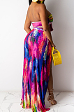 Sexy Chest Wrap Bind Ankle Strap Open Fork Print Two-Piece LS6425
