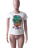 Short Sleeve Round Neck Printing T Shirts YMM9006