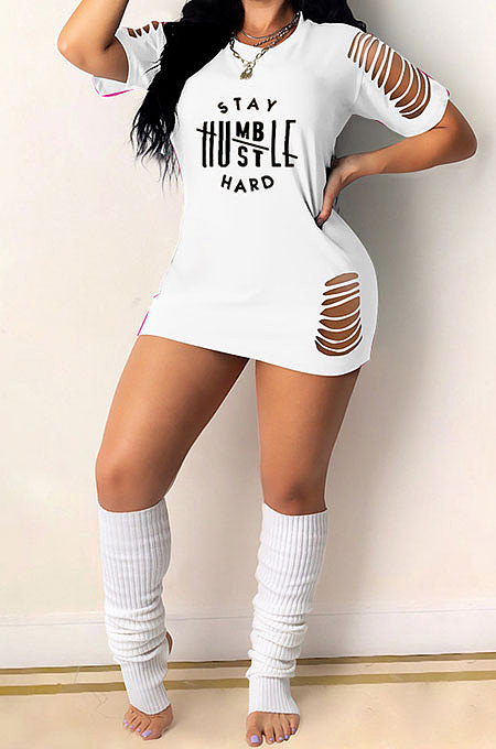Trendy Hole Printing Mini Dress YFS3698