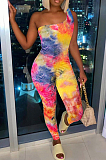 Fashion Women Inclined Shoulder Print Sexy Jumpsuit YT3268