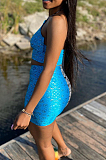 Fashion Casual Spliced Print Short Skirt Two-Piece W8374