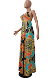 Euramerican Fashion Digital Printing Hang A Neck Big Pendulum Dress CM2123