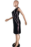 Sexy Package Buttocks Trendy Tassels Round Neck Sleeveless Midi Dress YFS3681