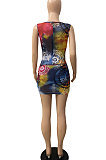 Sleeveless Printing Bind Club Skirts Sets DY6656