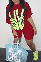 Casual Sport Women Offset Printing Loose Summer Two-Piece W8379