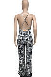Spint Summer Fashion Stripe Sexy Wide Leg Jumpsuit JG037
