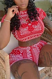 Fashion Casual Short Sleeve Print Sport Two-Piece W8378