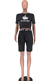 Euramerican Fashion Gestures Print Casual Two-Piece HYM2360