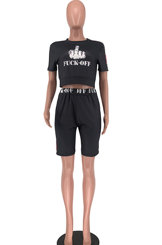 Euramerican Fashion Gestures Print Casual Two-Piece HYM2360