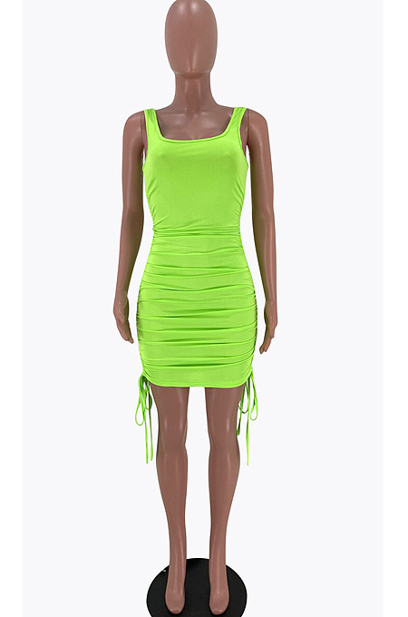 Fashion Fold Bind Back Hollow Out Dress SXS6039