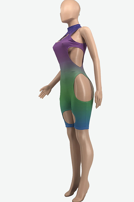 Euramerican Sexy Gradient Print Hole Jumpsuit HYM6060