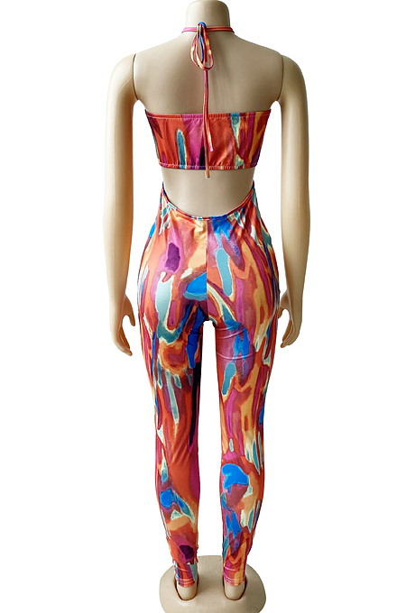 Night Club Sexy Tie Dye Sling Jumpsuit WM2148