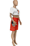 Fashion Casual Printing Short Sleeve Top Two-Pieces GLS7004