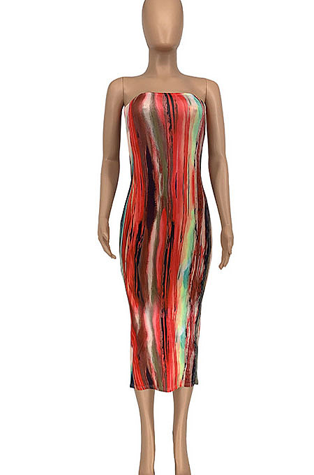 Women Summer Bandeau Bra Midi Drees GLS7006
