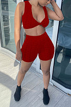 Yoga Knitting Jacquard Sport Pure Color Shorts Sets GLS8163