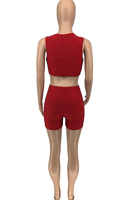 Yoga Knitting Jacquard Sport Pure Color Shorts Sets GLS8163
