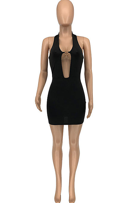 Fashion Casual Pure Color Sexy Summer Mini Dress GLS7009