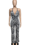 Spint Summer Fashion Stripe Sexy Wide Leg Jumpsuit JG037