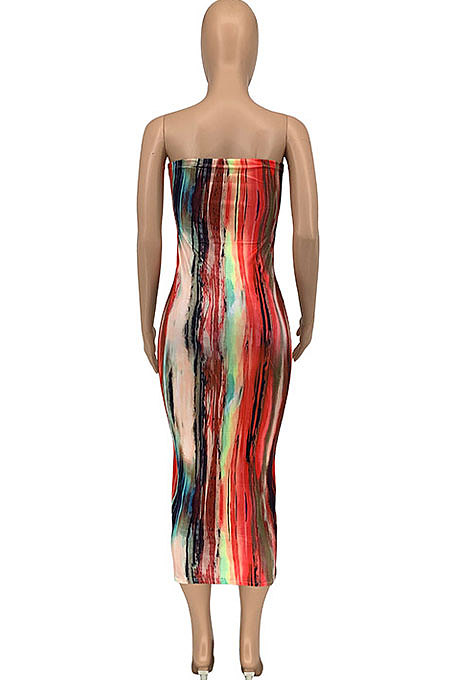 Women Summer Bandeau Bra Midi Drees GLS7006
