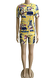 Fashion Casual Cartoon Graphic Tie Dye Print Two-Piece WM2417