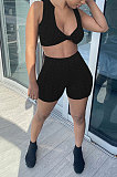 Yoga Knitting Jacquard Sport Pure Color Shorts Sets GLS8163