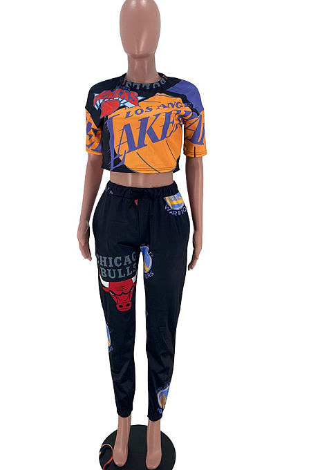 Euramerican Casual Print Short Sleeve Two-Piece SXS6033