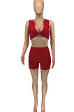 Yoga Knitting Jacquard Sport Pure Color Shorts Sets GLS8163