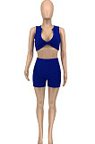 Yoga Knitting Jacquard Sport Pure Color Shorts Sets GLS8163