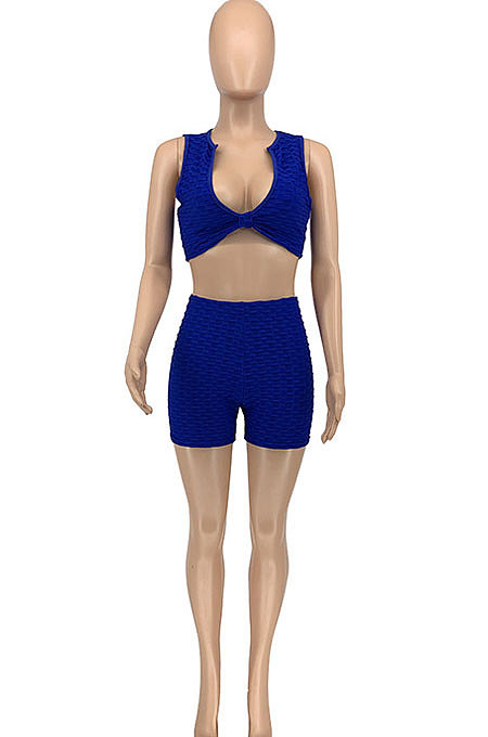 Yoga Knitting Jacquard Sport Pure Color Shorts Sets GLS8163