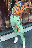 Euramerican Casual Print Short Sleeve Two-Piece SXS6033