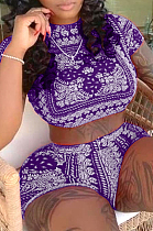 Fashion Casual Short Sleeve Print Sport Two-Piece W8378